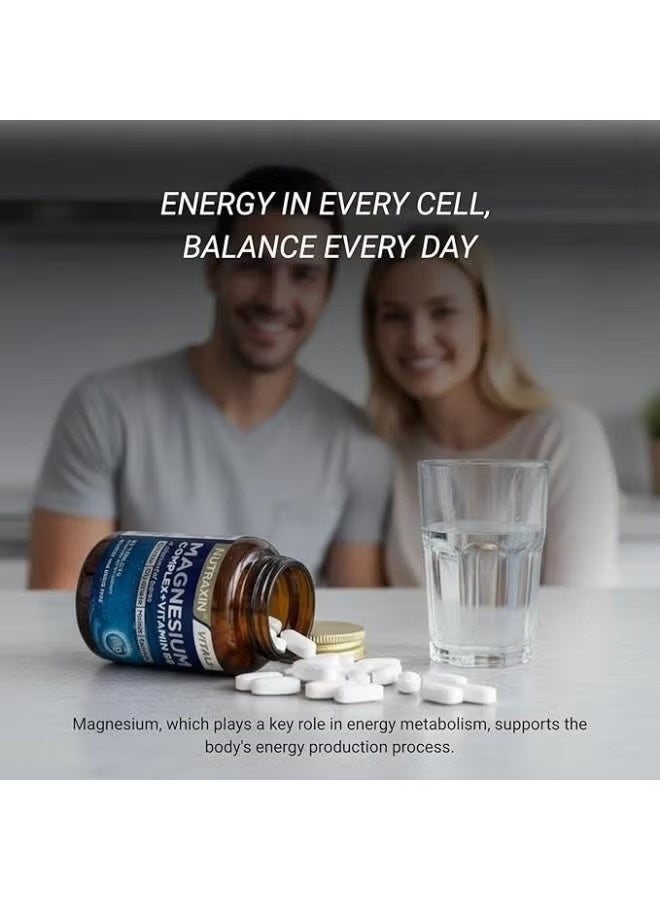 Nutraxin Magnesium Complex – Citrate, Glycinate, Malate, Taurate Blend – 60 Tablets - Image 4